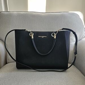 Karl Lagerfeld Black and Gold Shoulder Bag